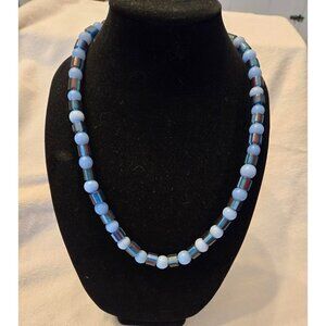Handmade Necklace Blue Glass